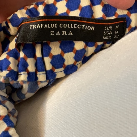 Zara wide leg blue print capri size M - Picture 5 of 5